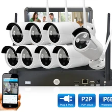 Plug& Play 8CH 10," ЖК-экран Беспроводной NVR система видеонаблюдения и 720P HD wifi камера домашний+ наружный ИК комплект видеонаблюдения