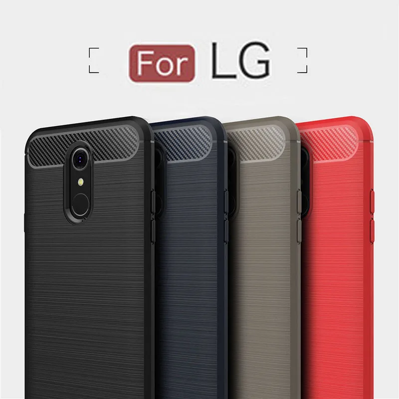Luxury Carbon Fiber Case For LG V30 Q6 Q7 G6 G7 ThinQ Phone Shockproof Armor Soft Silicone Back Cover LG6 LG7 LGG6 LGG7 LGQ6 |