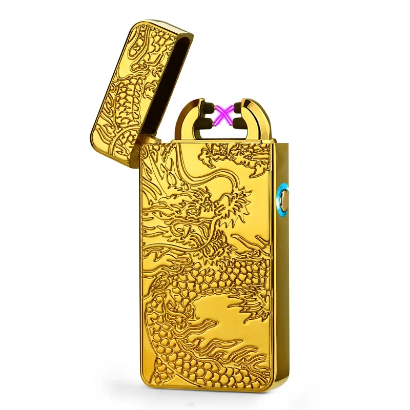 Импульсно-дуговая зажигалка, зарядка через usb, ветрозащитные, импульсные зажигалки, цветной дизайн дракона, сигареты, зажигалки для сигарет, табачный кальян - Цвет: 3