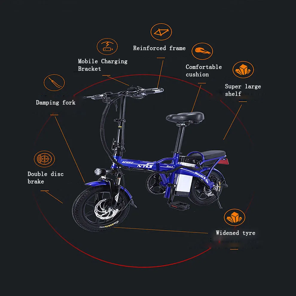 Discount 14 inch foldable mountain bike lithium electric 48v 8A 250w high speed brushless motor adult electric bicycle 5 Discount 14 inch foldable mountain bike lithium electric 48v 8A 250w high speed brushless motor adult electric bicycle 5