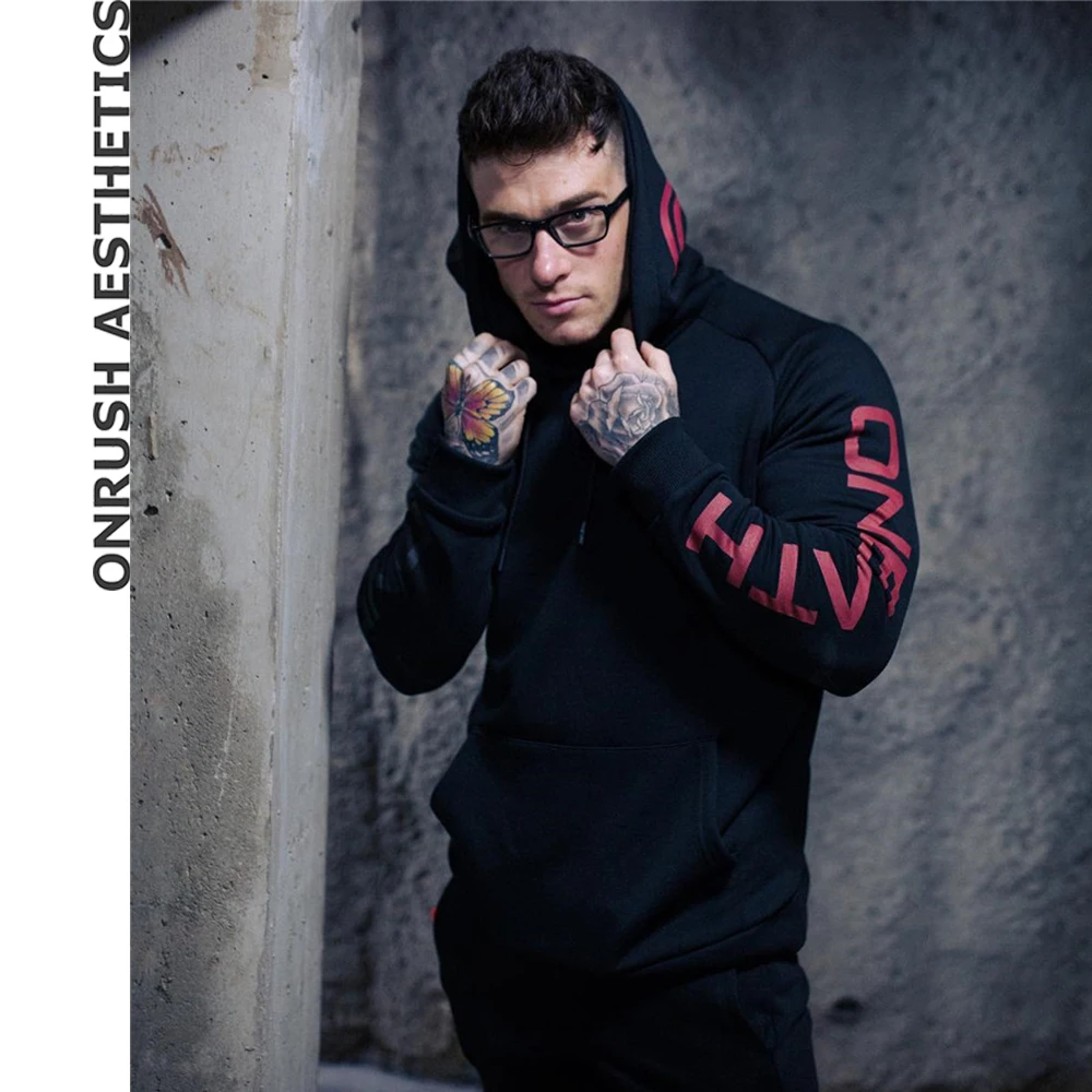 

OA 2018 Men's New Fashion Fitness Hooded Sweatshirts Bodybuilding Workout Slim Long Sleeve Hoodies Brand Tracksuit Tops For Men