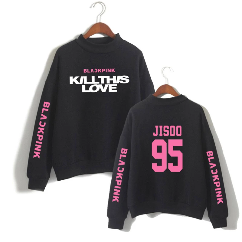 Blackpink Sweatshirt High Neck Blackpink Kpop Sweatshirts Popular Singer Women Hoodies Long Sleeve Hoodies Sweatshirt Oversized