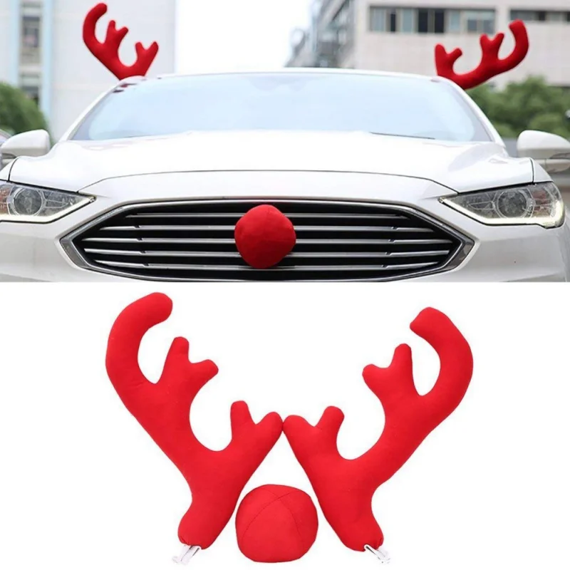 

Car Christmas Reindeer Antlers Decoration Set Car Decoration Funny Xmas Gifts Ornaments