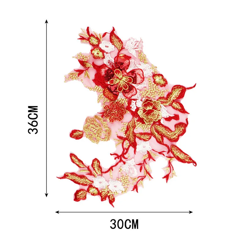 Горячая кружева DIY Цветочные вышитые DIY свадебное платье Высокое качество популярная аппликация Одежда патч 1 шт - Цвет: Style 2 Red