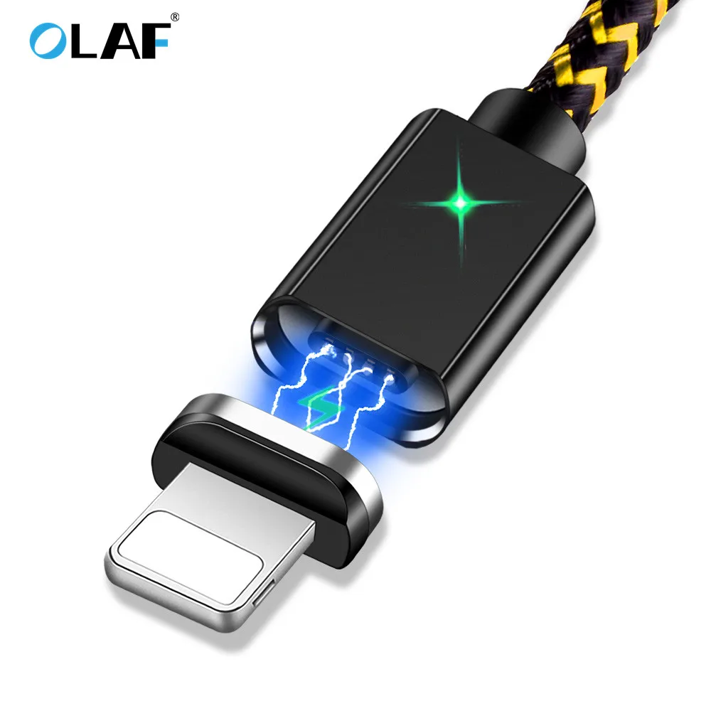 

OLAF New Magnetic Charger USB Cable For iPhone 5 5s 6 6s 7 8 Plus X Phones Fast Charging Nylon Magnet Charger Data Cables Wire