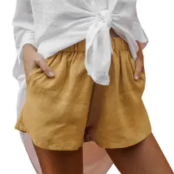 JAYCOSIN женская одежда шорты Свободные эластичные талии летние женские шорты модные повседневные Карманы с высокой талией льняные короткие
