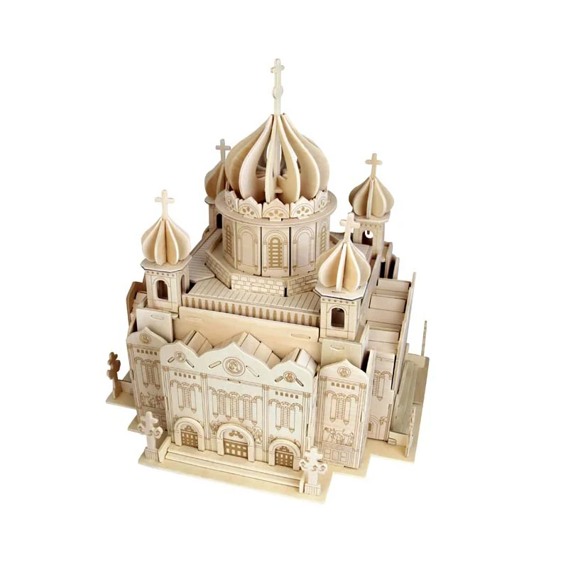 3D Детские всемирно известные строительные пазлы с изображением собора Христова Спасителя качественные деревянные пазлы для взрослых подростков игрушки хобби подарок деко - Цвет: Savior Cathedral