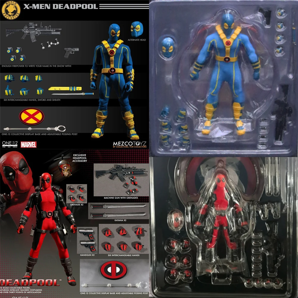 

16cm Marvel Mezco Toys One 12 Super Hero Deadpool X-Men Red Blue Version Action Figure