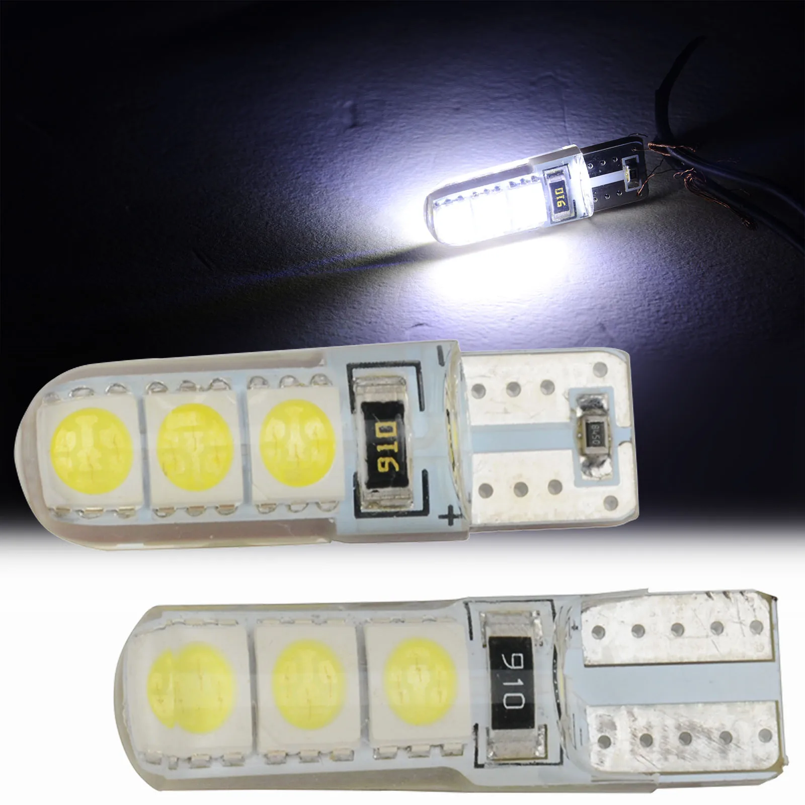 

Mayitr 2Pcs T-10 Ultra Bright LED Headlight Light Bulb 5050 6LED Backup Tail Light Bulb Silicone Lamp Hot Sales