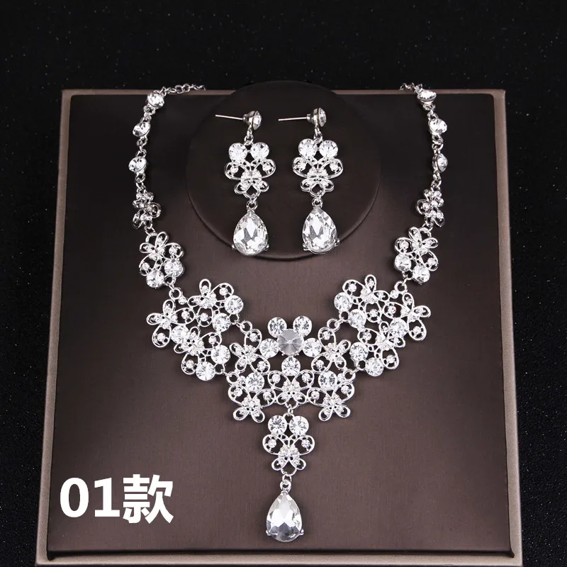 Серьги-гвоздики со стразами joia de cristal Acessorios Do Casamento Colar brincos conjunto de joias mulheres bijoux - Окраска металла: Fig