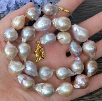 

Jewelr 005427 15x20MM natural Purple Nucleated Flameball Baroque Pearl Necklace