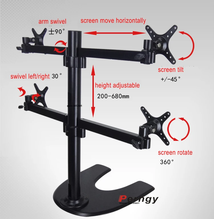 360 вращаться большой base 1"-27" 8 кг алюминий 100x100 Четыре ЖК-монитор крепление arm настольная подставка Регулируемый сенсорный экран кронштейн