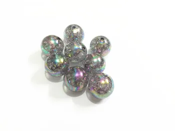 

(Choose Size First) 12mm/16mm/20mm Acrylic Grey Crack AB Beads