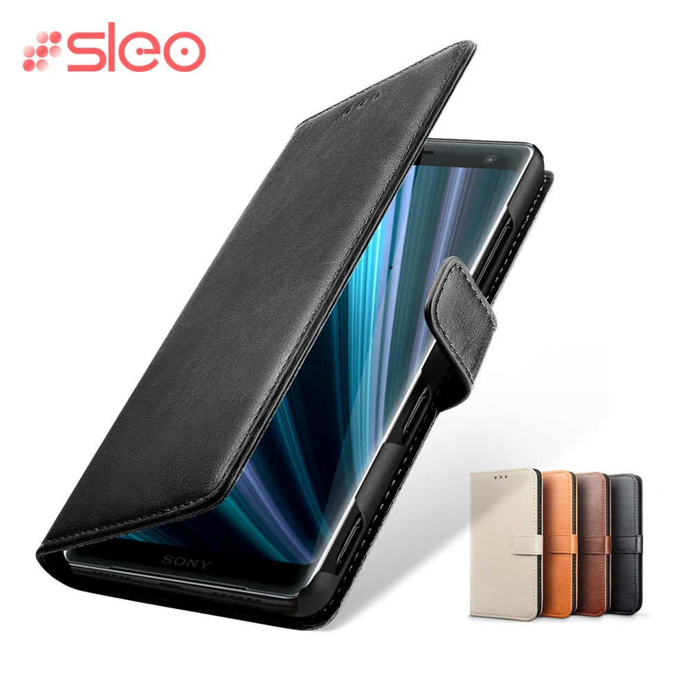 SLEO кожаный чехол для sony Xperia XZ3 случае Винтаж Бумажник Стенд флип Coque Бизнес