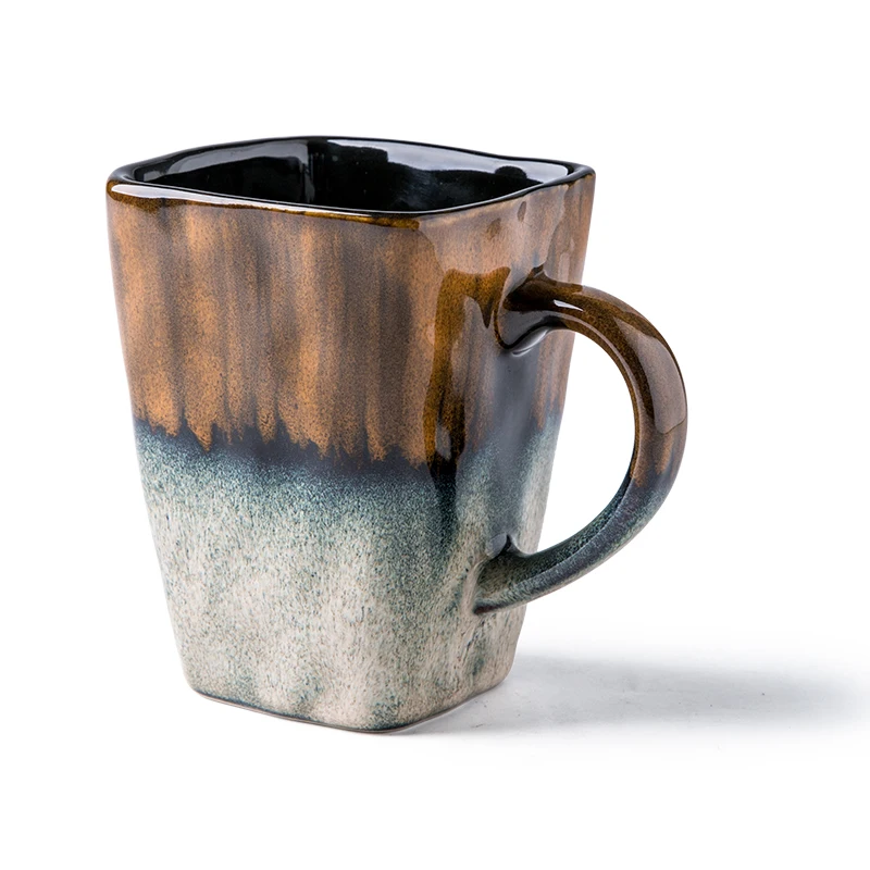 Креативные кофейные чашки с ложкой, Континентальный чайный набор, чайная чашка, простая Бытовая матовая керамическая кофейная чашка, подарок