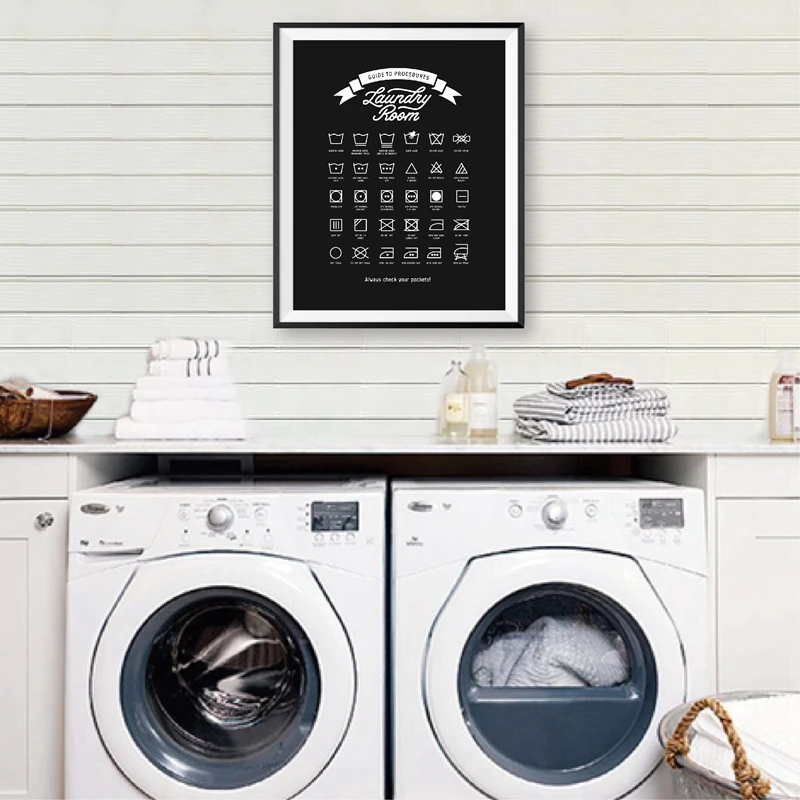 Laundry Symbols Prints Laundry Room Decor
