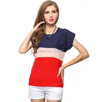 summer style chiffon women Thin Top blouses Patchwork blouse Tops shirt plus size 2 colors 2