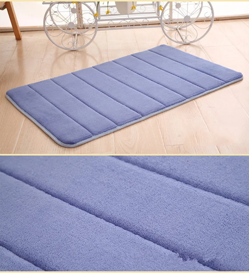 Konco 40*60cm Bath Mat Bathroom Carpet Rug coral fleece Memory Foam Bathroom Mat kitchen Door Floor tapis de bain - Цвет: blue