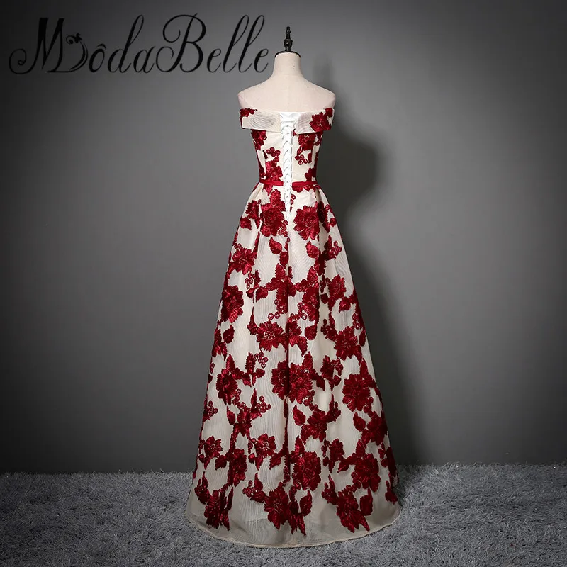 Дешевые Длинные вечерние платья Modabelle бордового цвета женское ТРАПЕЦИЕВИДНОЕ