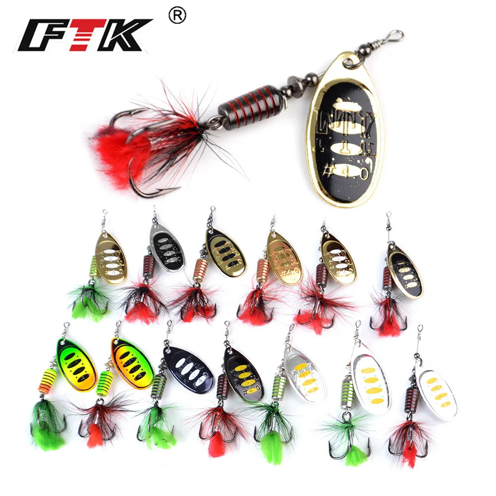 FTK 1pc Spinner Bait 7.5g 12g 17.5g Hard Spoon Bass Lures Metal Fishing Lure With Feather Treble Hooks For Pike Fishing FTK 1pc Spinner Bait 7.5g 12g 17.5g Hard Spoon Bass Lures Metal Fishing Lure With Feather Treble Hooks For Pike Fishing