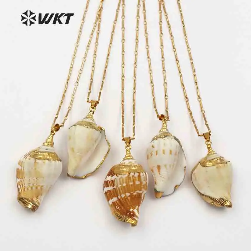 

WT-JN042 Wholesale Fashion Design New Arrival trumpet Shell Necklace pendants products Randomly Shape For Fashion Jewelry Making