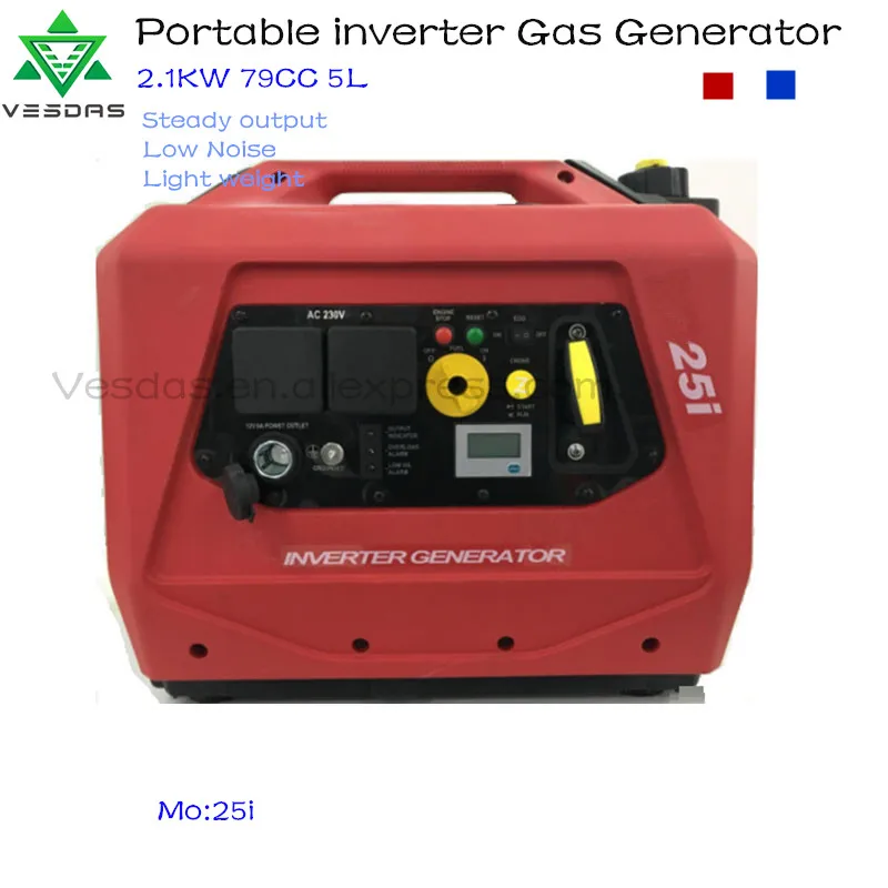 

2100W 79cc 5L 120V/230V Large Capacity Steady Output Low Noise Light Weight Easy Operation Small Portable Inverter Gas Generator