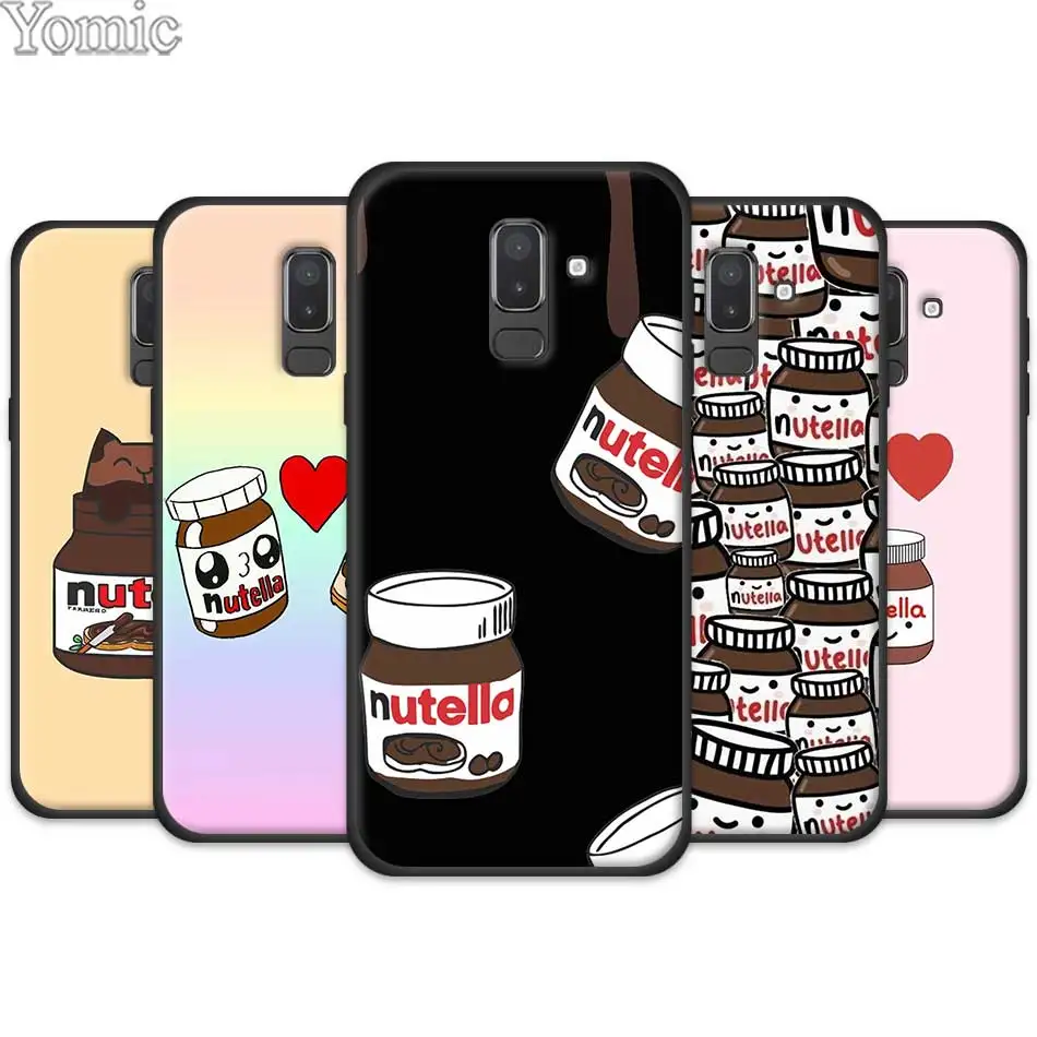 

Kawaii nutella Black Case Cover for Samsung Galaxy J4 J6 J8 Plus 2018 J4Plus J6Plus J4+ J6+ Silicone Soft TPU Phone Cases Coque