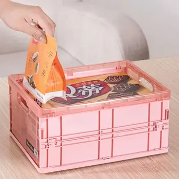 

Plastic Storage Box Folding Organizer with Cover Closet Waterproof Portable Storage Bin for Blanket Clothes Books