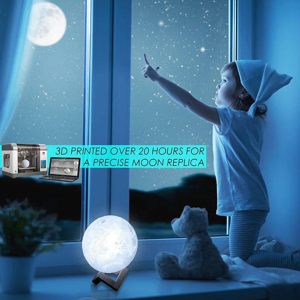 

New LED Moon Lamp 3D USB Magical Moon Night Light 10CM Table Touch Sensor Color Changing Home Bedroom Decoraction Kid Gifts