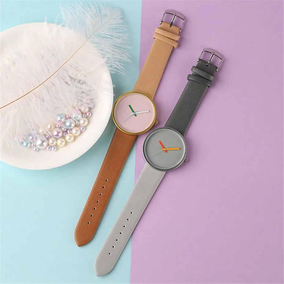 Fashion Genuine Leather Women Quartz Watch Simple Ladies Dress Watches Girls Wristwatches Creative Clock Gift Relojes Mujer      (24)