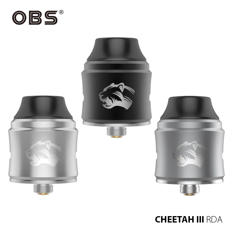 

Original OBS Cheetah 3 RDA Tank Atomizer 25mm Diameter & Middle Air Flow Dual Coils RDA Atomizer E-cig Vape