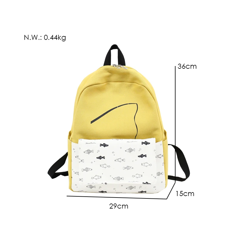 Menghuo 2 Pcsset Women Backpacks Cute Fish School Bag for Teenage Girls Printing Canvas Backpack Ladies Shoulder Bags Mochilas (15)