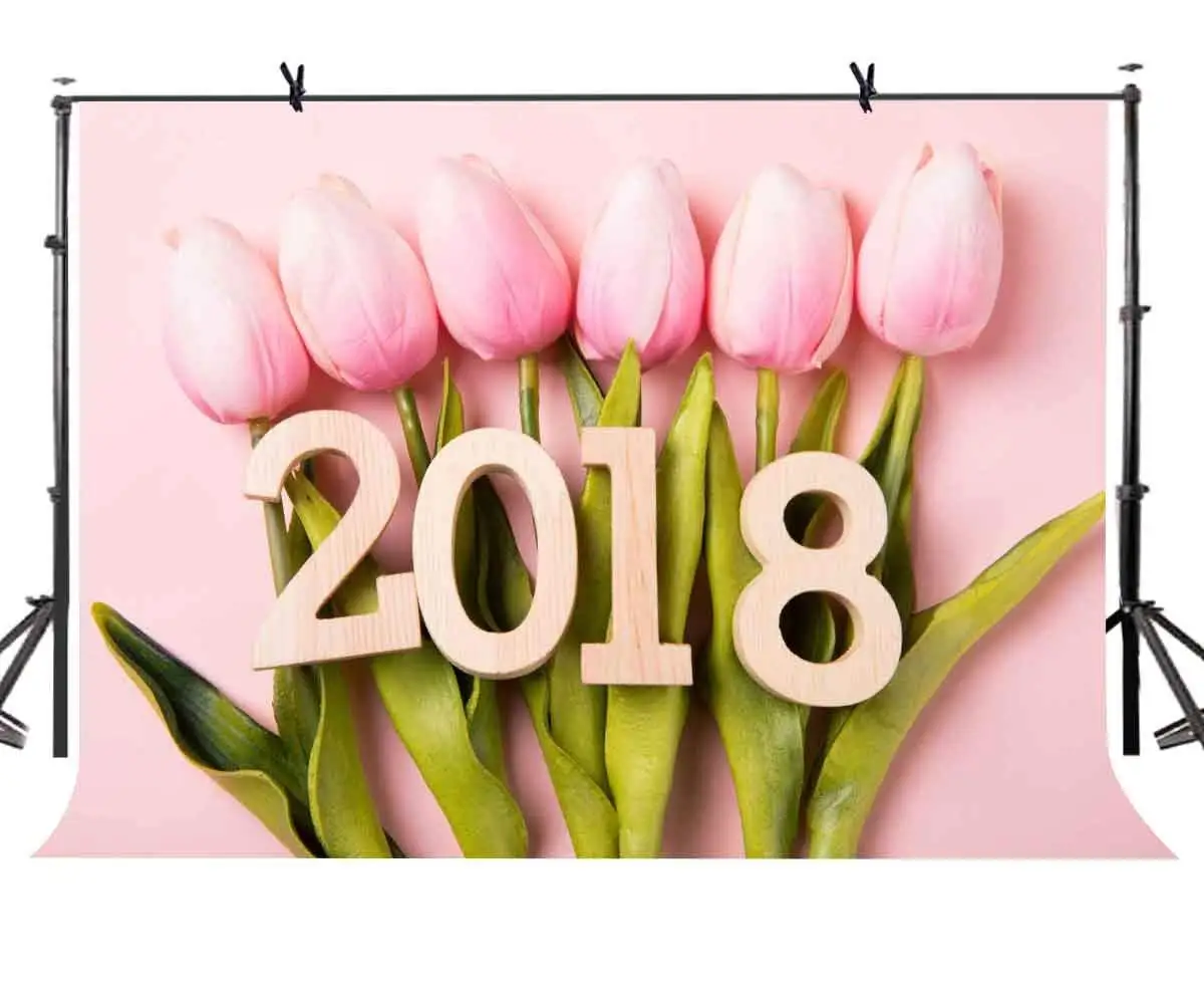 

150x220cm Tulip Backdrop Minimalistic Pink Tulips Photography Background for Camera Photo Props
