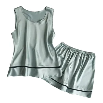 

2019 NEW Womens Sleeveless Sleepwear Shorts Pajama Set Пижамный комплек Wholesale T3