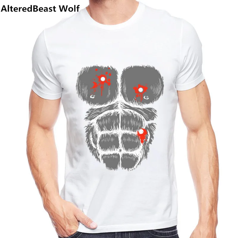 2017 Summer Men Funny gun in the chest Printed T Shirt Fashion Novelty