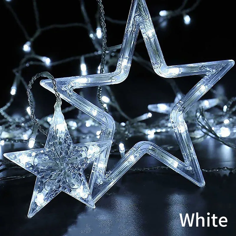 Романтическая Фея Звезда светодиодная занавес декоративная светящаяся гирлянда Рождественская гирлянда свет для свадебной вечеринки праздничные светодиодные лампы - Испускаемый цвет: Холодный белый