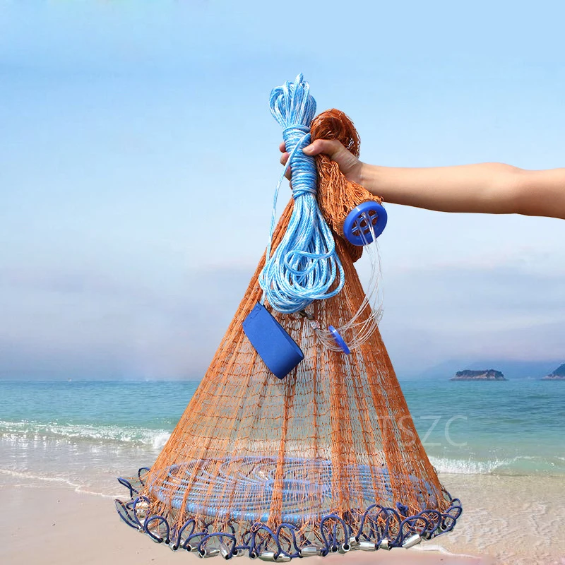 

Hand Cast net Diameter 3M-7.2M with sinker American Style Catch Fishing Network Outdoor small mesh Hand Throw Net Fishing Tools