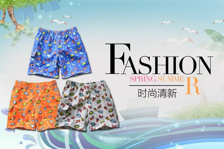 Summer children boys board shorts cartoon fish print boys shorts casual boys beach shorts multi color pattern (3)
