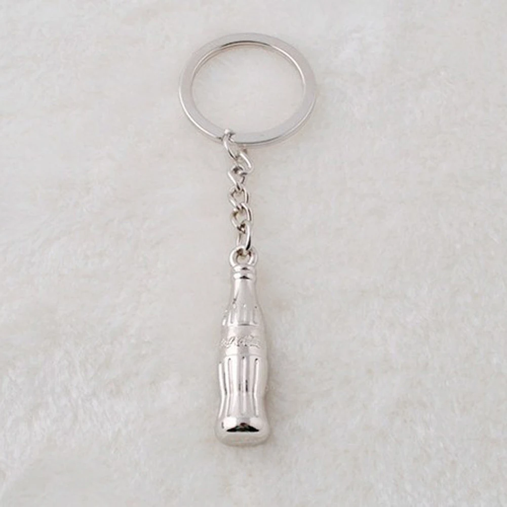 Mini keychain cola key ring zinc alloy metal silver plated key chain
