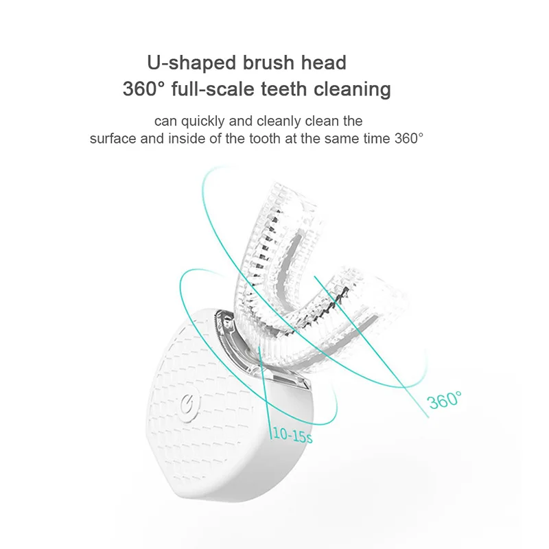 Умная 360 ° интеллектуальная автоматическая звуковая электрическая зубная щетка U Тип 4 режима зубная щетка USB перезаряжаемая зубная отбеливающая щетка