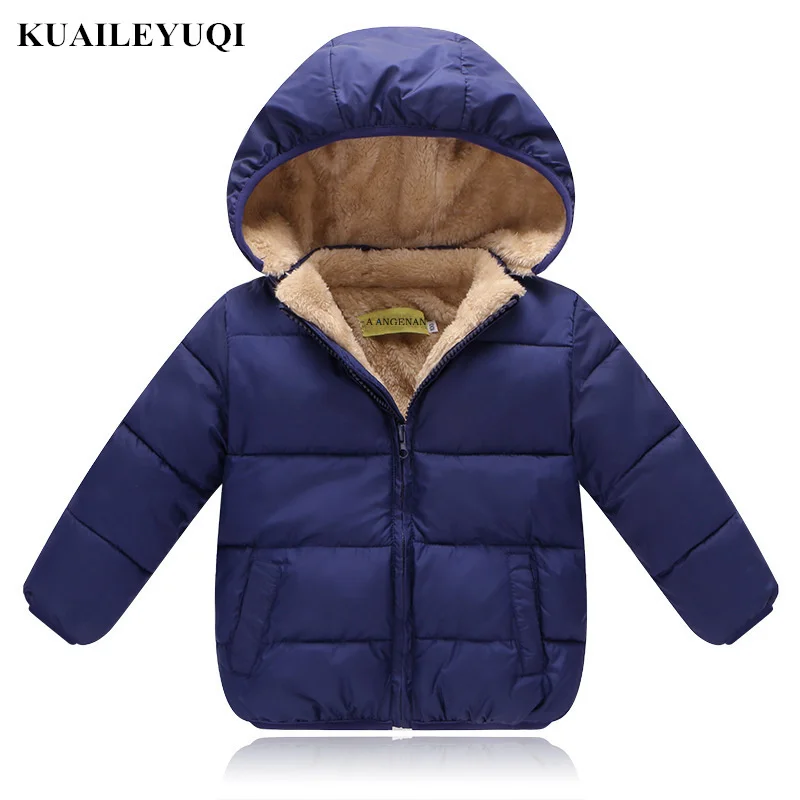 Winter Kids Child Fleece Coats Boys Padded Velvet Hooded Jacket Warm Outerwear