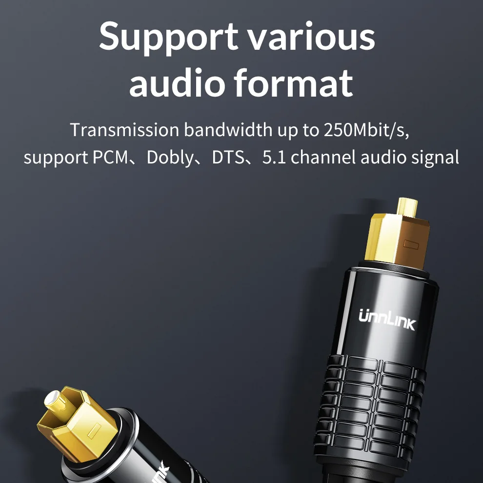 Оптический кабель Unnlink SPDIF Toslink аудиокабель 3 м 5 8 10 HIFI 1 волокно для ТВ бокса PS4