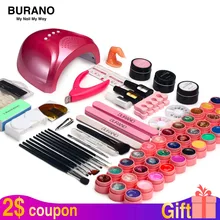 Набор для ногтей BURANO 48 Вт Светодиодный светильник для ногтей и Сушилка для ногтей с 36 цветами Гель-лак для ногтей инструменты для дизайна основа гель верхнее покрытие маникюрный набор
