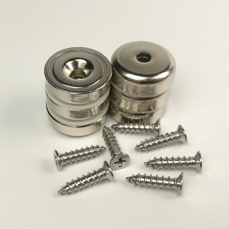 

10pcs D25mm Powerful Neodymium N52 Magnet Countersunk Mounting Hole Screw Included Magnetic Sucker Fastener or Door Latch