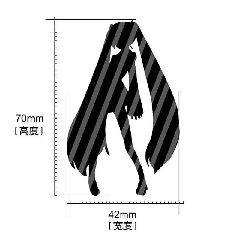 Большой Хацунэ Мику Аниме стикер телефон ноутбук стикерс украшение автомобиля DIY металлическая наклейка s игрушки для детей