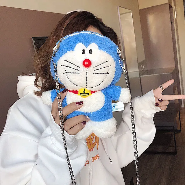 Мультяшная Детская сумка, мягкая синяя плюшевая сумка Doraemon Cat, школьные сумки для девочек, на одно плечо, BaoChao