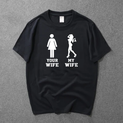 My wife Your wife Горячее предложение! Распродажа! Новое поступление Wonder Woman, моя жена, ваша жена, мужская футболка,, S-3XL, плюс размер, унисекс, хлопковая футболка, на хэллоуин, карнавал - Цвет: My wife Your wife