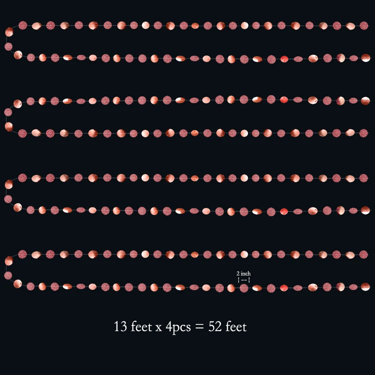 4 м Gillter розовое золото баннер круглая бумага гирлянды для девочек День Рождения украшения принадлежности Свадебные Висячие гирлянды