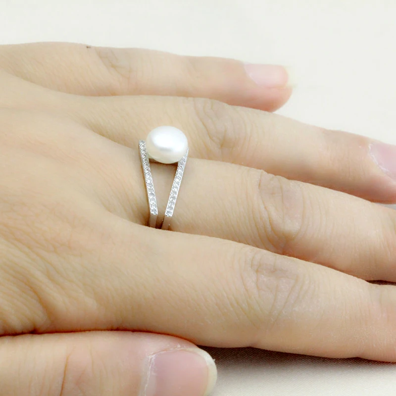 Настоящее пресноводное кольцо с черным натуральным жемчугом для женщин, свадебное регулируемое кольцо из серебра 925 пробы для женщин