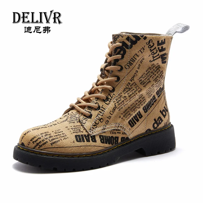 

Delivr Ankle Boots Men 2019 Horsehair Letter New England Fashion Graffiti Mens Shoes Casual Luxury High Top Boots Men Military